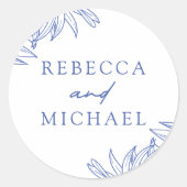 Etwas Blaues Botanisches Runder Aufkleber (Vorderseite)