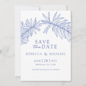 Etwas Blaues Botanisches Save the Date Minimalisti (Vorderseite)