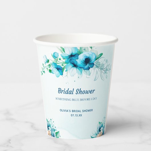 Etwas Blaues Brautparty Pappbecher (Rückseite)