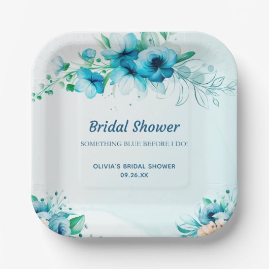 Etwas Blaues Brautparty Pappteller (Vorderseite)