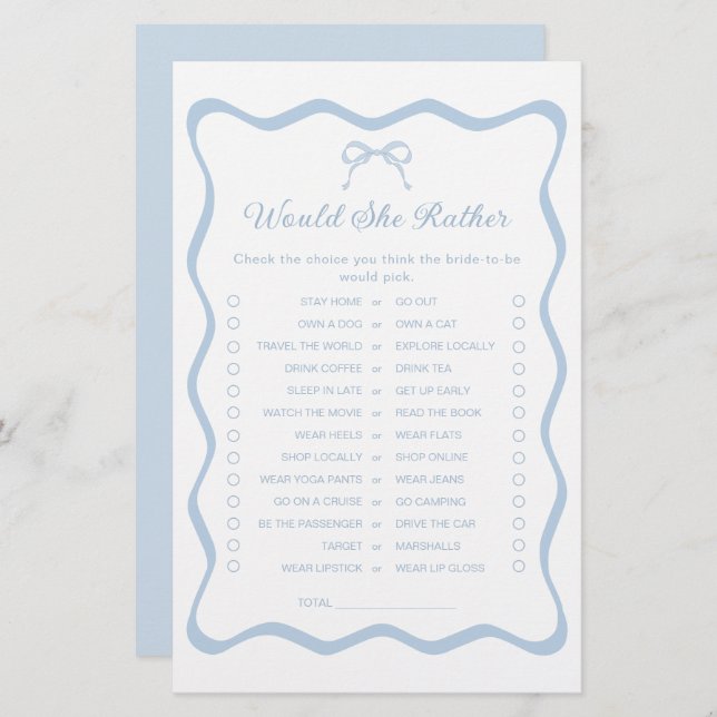 Etwas blaues Brautparty würde sie eher spielen (Vorne/Hinten)