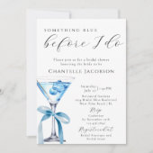 Etwas Blaues Chic Martini QR Code Brautparty  Einladung (Vorderseite)