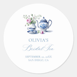 Etwas Blaues Chinoiserie Flora Braut-Teeparty Runder Aufkleber