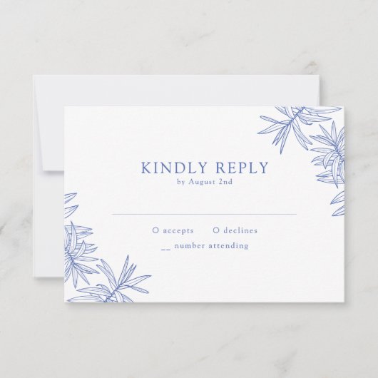 Etwas Blaues Elegantes Minimalistisch Botanisches RSVP Karte (Vorderseite)