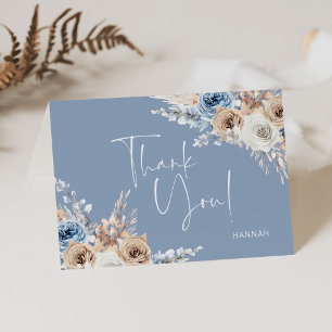 Etwas Blaues Florales Brautdusche Personalisiert Dankeskarte