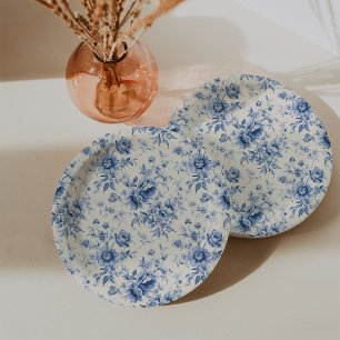Etwas Blaues Florales Französisches Toile Chinoise Pappteller