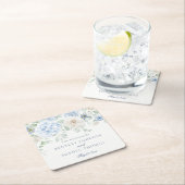 Etwas blaues florales Hydrangea Dekor Hochzeit Rechteckiger Pappuntersetzer (Vor Ort)