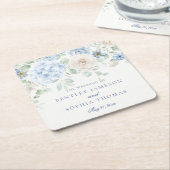 Etwas blaues florales Hydrangea Dekor Hochzeit Rechteckiger Pappuntersetzer (angewinkelt)