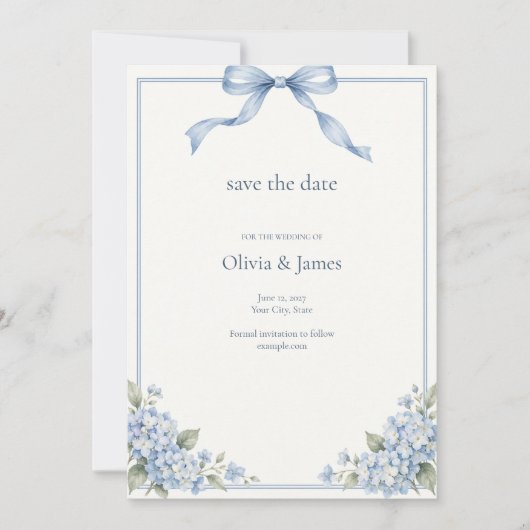 Etwas Blaues Florales Save the Date (Vorderseite)