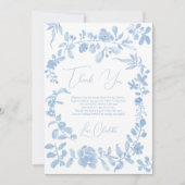 Etwas blaues französisches Vintages blumengeschmüc Dankeskarte (Vorderseite)