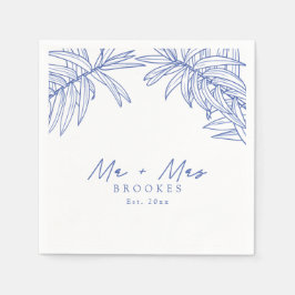 Etwas Blaues Handgezeichnetes botanisches Serviette