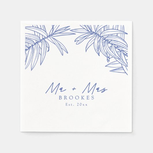 Etwas Blaues Handgezeichnetes botanisches Serviette (Vorderseite)