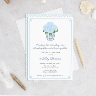 Etwas Blaues Hortensien Ingwer-Topf Brautdusche Einladung