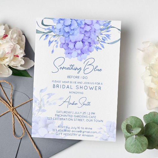 Etwas blaues Hydrangea Brautparty Einladung