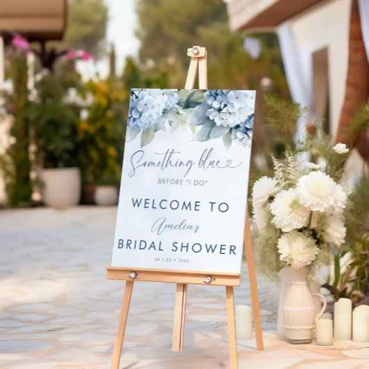 Etwas Blaues Hydrangea Brautparty-Schild Poster