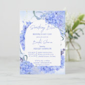 Etwas blaues Hydrangeas elegantes Brautparty Einladung (Stehend Vorderseite)
