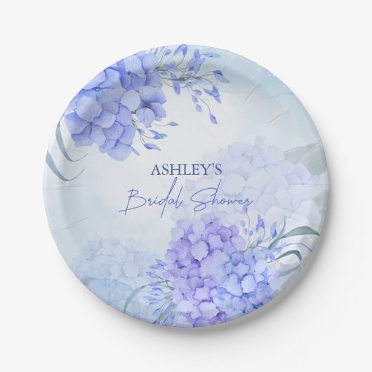 Etwas blaues Hydrangeas elegantes Brautparty Pappteller (Vorderseite)