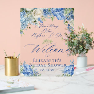 Etwas Blaues Hydrangeen-Brautdusche-Welcome Acrylschild