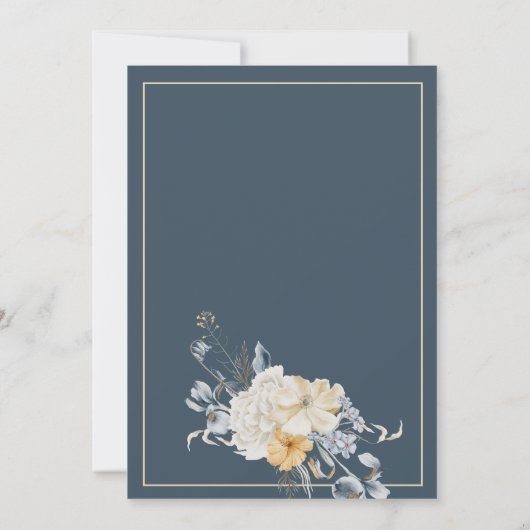 ETWAS BLAUES, MUTIERTE BLUMENFLÄCHE EINLADUNG (Rückseite)