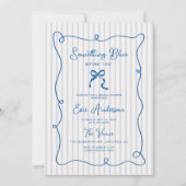 Etwas Blaues Squigggg Frame Bow-Brautparty Einladung (Vorderseite)