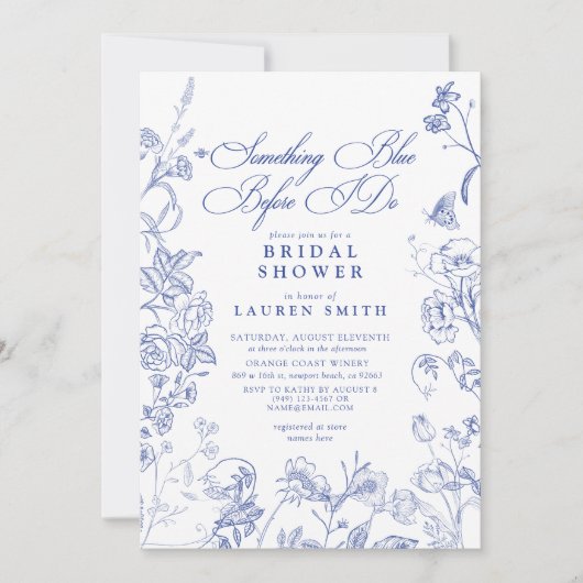 Etwas Blaues Viktorianisches Brautparty Einladung (Vorderseite)