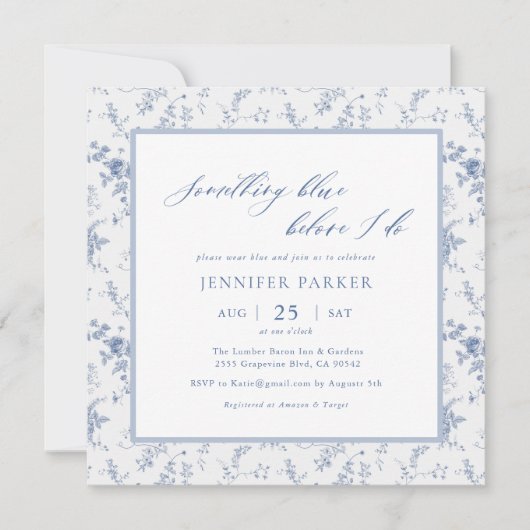 Etwas Blaues Viktorianisches Brautparty Einladung (Vorderseite)