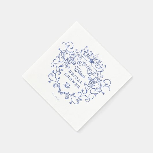 Etwas Blaues Viktorianisches Brautparty Serviette (Ecke)