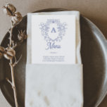 Etwas Blaues Viktorianisches Hochzeitmenü Menükarte<br><div class="desc">Dieses Design besticht durch ein viktorianisches Chinoiserie-Wappen aus blauem Porzellan und eine reizvolle Kombination aus eleganten und klassischen Schriftart. Sehen Sie sich die gesamte Kollektion an,  um mehr passende Artikel zu finden!</div>