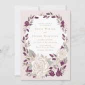 Etwas Blaues Vintages Rose Hochzeitsempfang Einladung (Vorderseite)