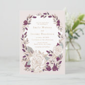 Etwas Blaues Vintages Rose Hochzeitsempfang Einladung (Stehend Vorderseite)