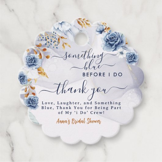Etwas Blaues vor dem Braut-Shower mit Blumen zur H Geschenkanhänger (Vorderseite)