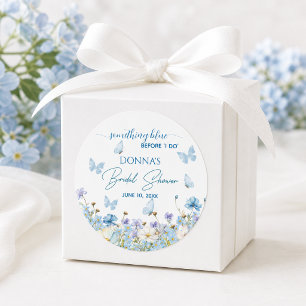 Etwas Blaues vor 'Ja, ich will' Florale Hochzeitsd Runder Aufkleber