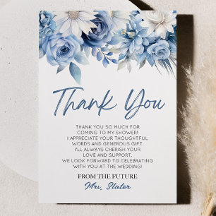 Etwas Blaues vor meiner floralen Brautparty Dankeskarte