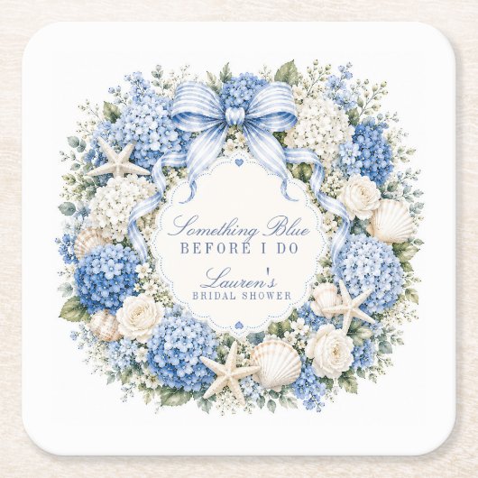 Etwas Blaues vor meiner Hochzeit Hydrangea-Brautju Rechteckiger Pappuntersetzer (Vorderseite)