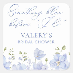 Etwas Blaues vor meiner Hochzeits-Blumen-Bridal-Sh Quadratischer Aufkleber