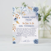 Etwas Blaues vor meiner Hochzeits-Shower-Blumenfei Dankeskarte (Stehend Vorderseite)
