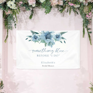 Etwas Blaues vor meiner Hochzeitsdusche Blumen Banner