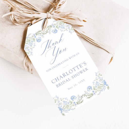 Etwas Blaues Vorbereitendes Florales Brautdusche Geschenkanhänger