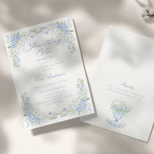 Etwas Blaues Vornehmes Florales Brautjungfernparty Einladung