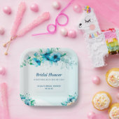 Etwas Blaues Wasserfarben Florales Brautbad Pappteller (Party)