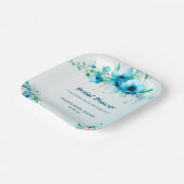 Etwas Blaues Wasserfarben Florales Brautbad Pappteller (Gewinkelt)