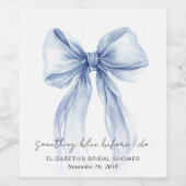 Etwas Blaues Wasserfarben Schleife Brautparty Weinetikett (Einzelnes Label)