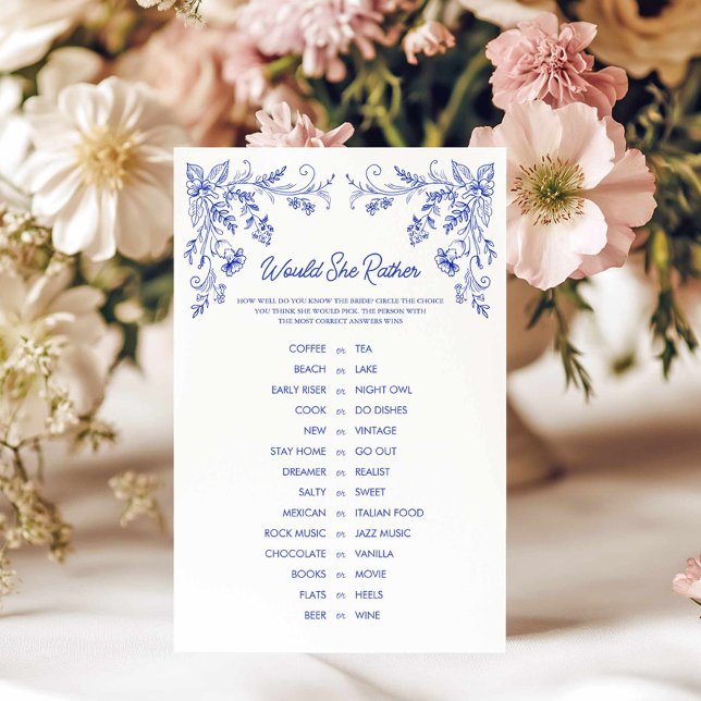 Etwas Blaues Würde sie eher Dusche Spiel (Would she rather blue bridal shower game)