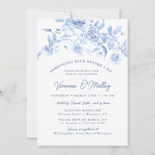 Etwas Blue Beflore ich mache Brautparty Einladung (Vorderseite)