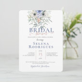 Etwas Blue Bouquet Illustration Brautparty Einladung (Stehend Vorderseite)