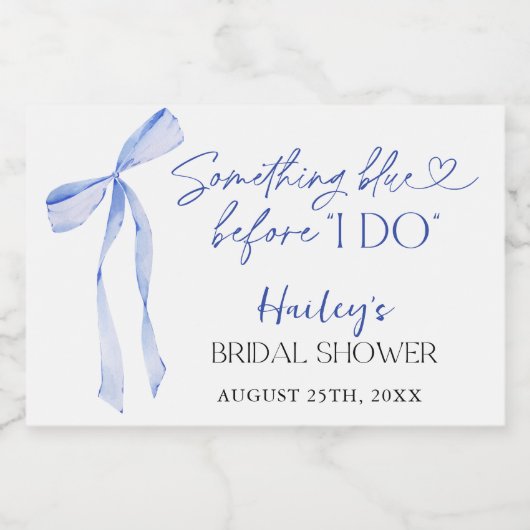Etwas Blue Bow Brautparty, Bridal Brunch Schaumweinetikett (Einzelnes Label)