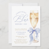 Etwas Blue Bow Brautparty Einladung (Vorderseite)