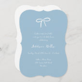 Etwas Blue Bow Brautparty Einladung (Vorne/Hinten)