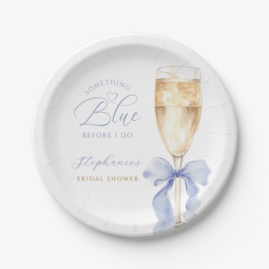 Etwas Blue Bow Brautparty Paper Teller (Vorderseite)