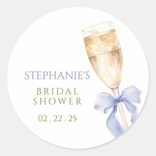 Etwas Blue Bow Champagne Glass Stickers (Vorderseite)